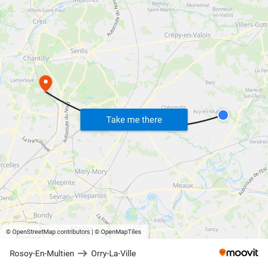 Rosoy-En-Multien to Orry-La-Ville map