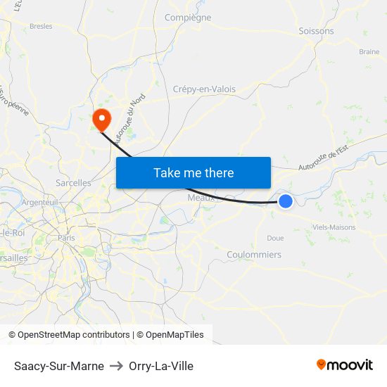Saacy-Sur-Marne to Orry-La-Ville map