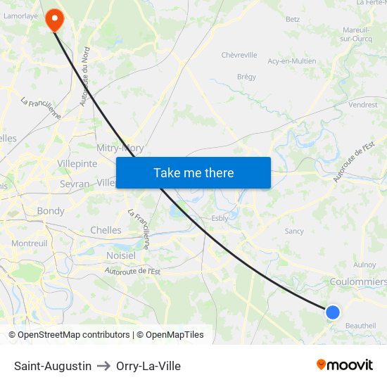 Saint-Augustin to Orry-La-Ville map