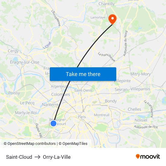 Saint-Cloud to Orry-La-Ville map