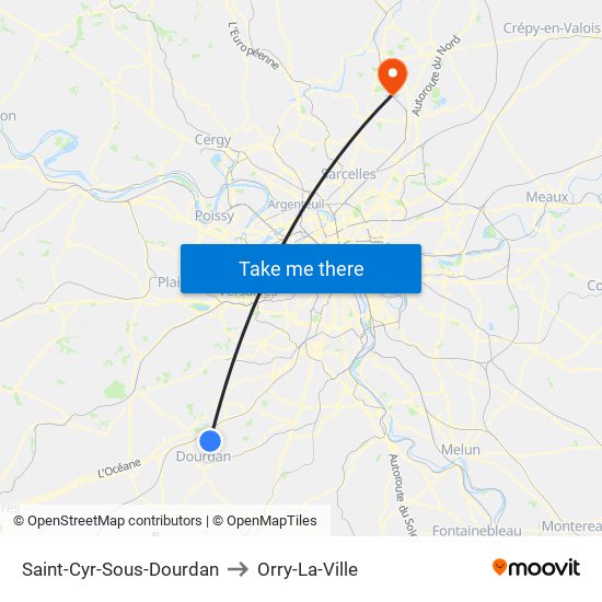 Saint-Cyr-Sous-Dourdan to Orry-La-Ville map