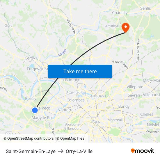Saint-Germain-En-Laye to Orry-La-Ville map