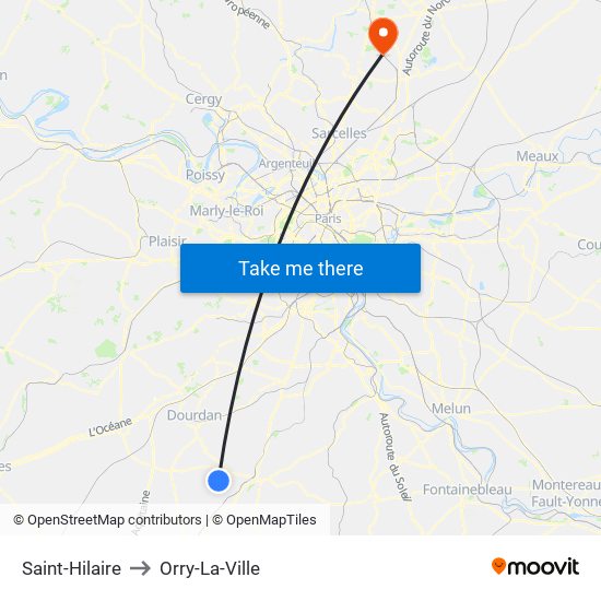 Saint-Hilaire to Orry-La-Ville map
