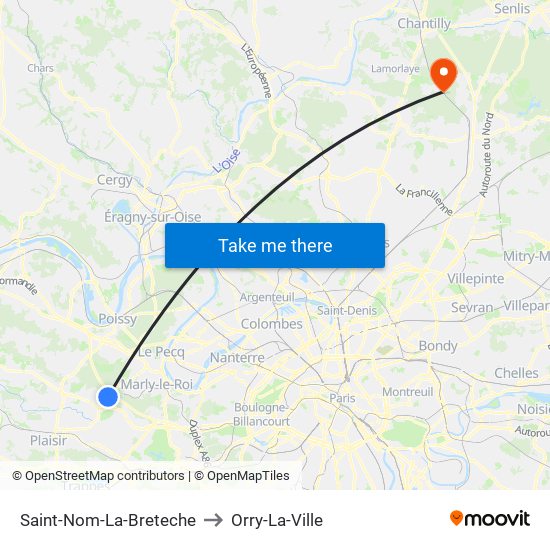 Saint-Nom-La-Breteche to Orry-La-Ville map