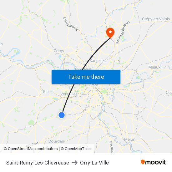 Saint-Remy-Les-Chevreuse to Orry-La-Ville map