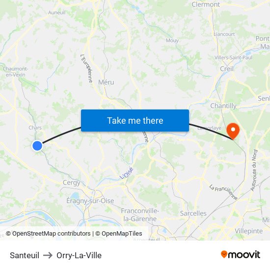 Santeuil to Orry-La-Ville map