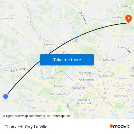 Thoiry to Orry-La-Ville map