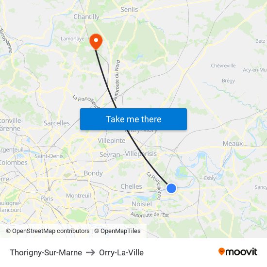 Thorigny-Sur-Marne to Orry-La-Ville map