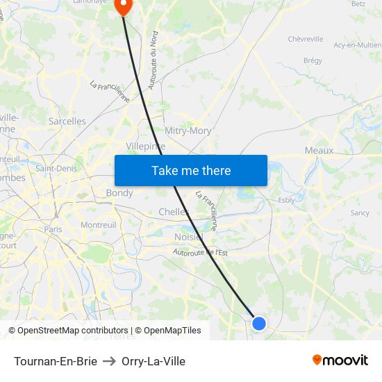 Tournan-En-Brie to Orry-La-Ville map