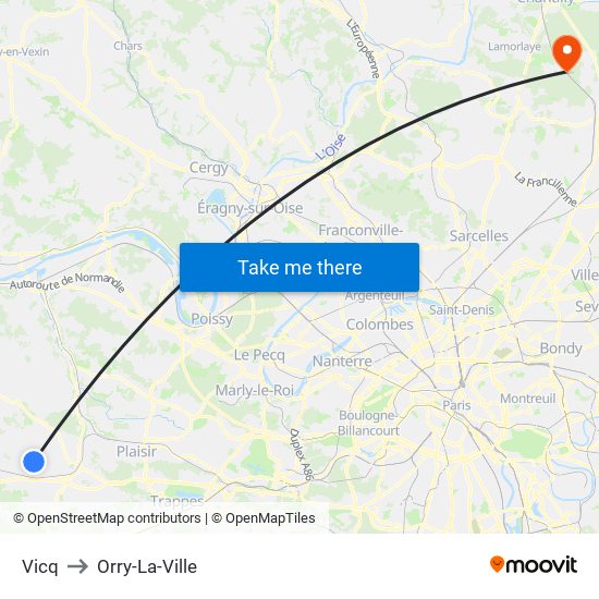Vicq to Orry-La-Ville map
