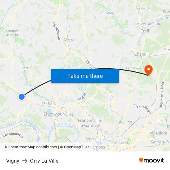 Vigny to Orry-La-Ville map