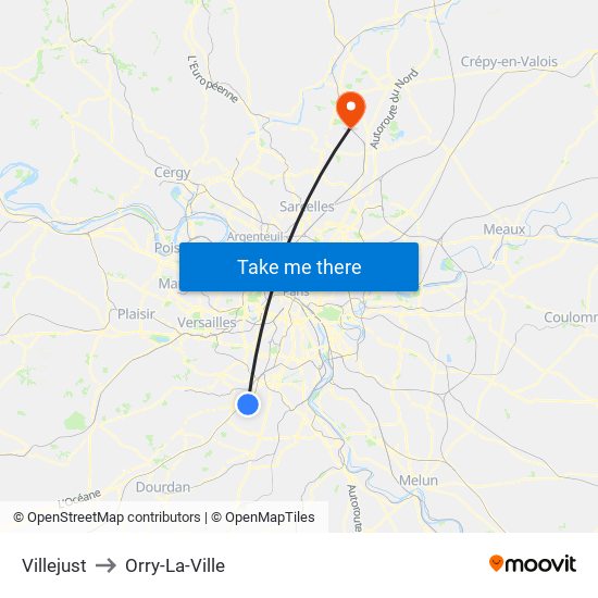 Villejust to Orry-La-Ville map