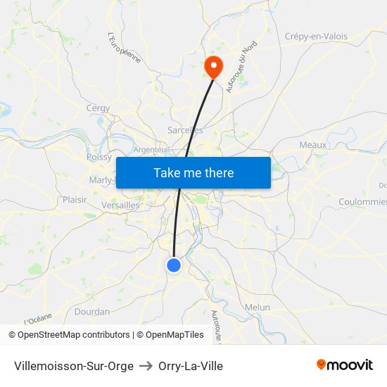 Villemoisson-Sur-Orge to Orry-La-Ville map