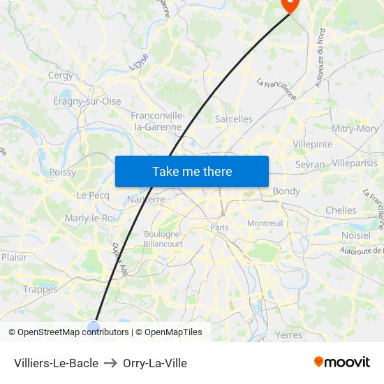 Villiers-Le-Bacle to Orry-La-Ville map