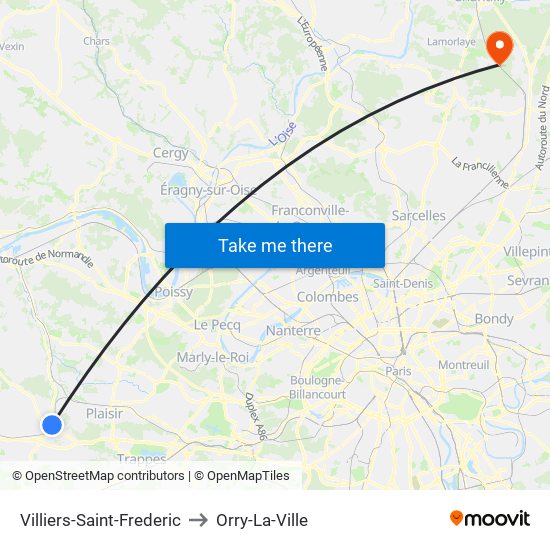 Villiers-Saint-Frederic to Orry-La-Ville map