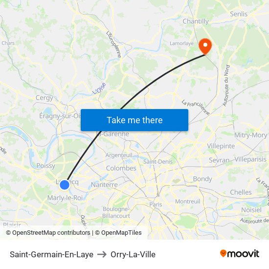 Saint-Germain-En-Laye to Orry-La-Ville map