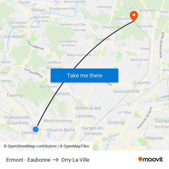 Ermont - Eaubonne to Orry-La-Ville map