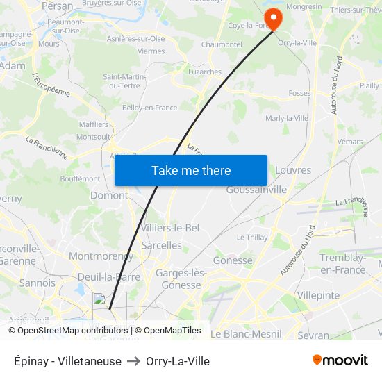 Épinay - Villetaneuse to Orry-La-Ville map