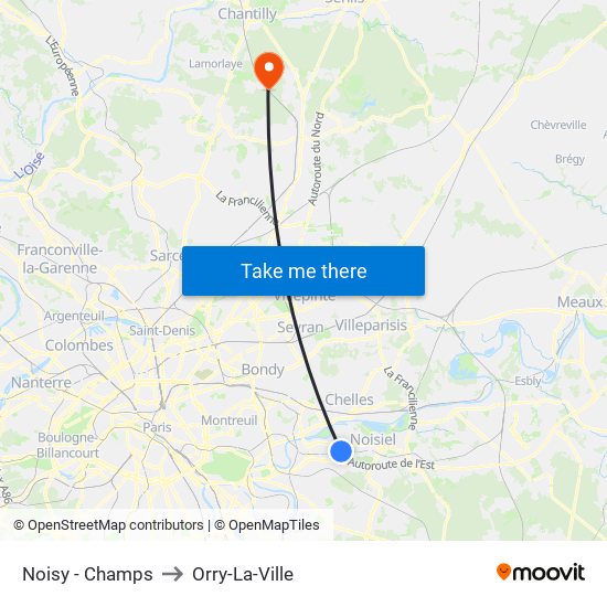 Noisy - Champs to Orry-La-Ville map