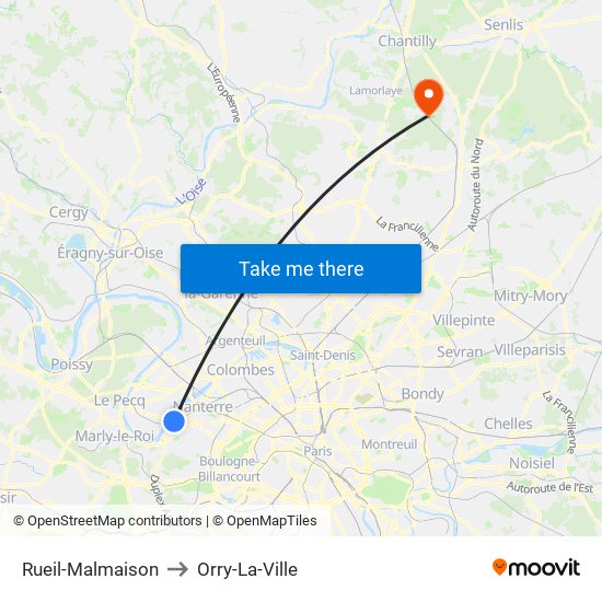 Rueil-Malmaison to Orry-La-Ville map