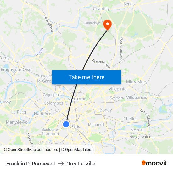 Franklin D. Roosevelt to Orry-La-Ville map