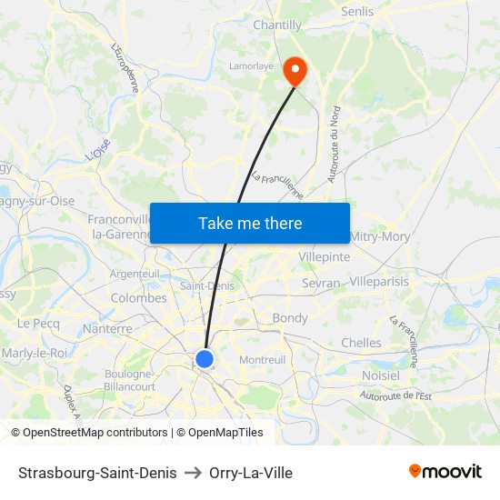 Strasbourg-Saint-Denis to Orry-La-Ville map