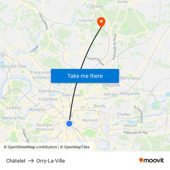 Châtelet to Orry-La-Ville map