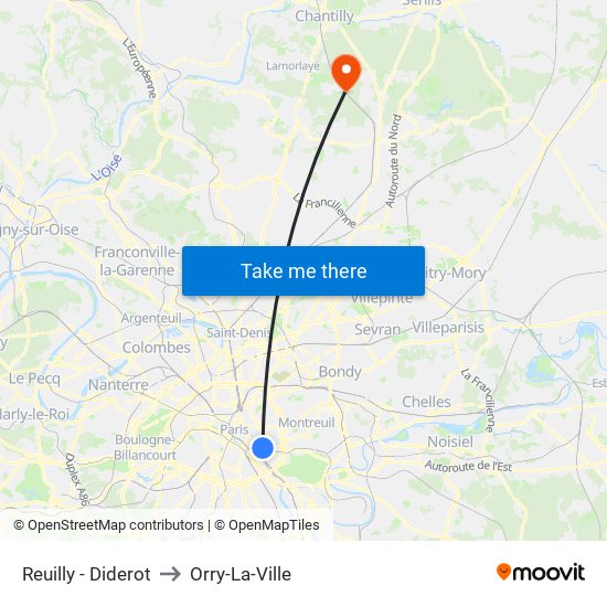 Reuilly - Diderot to Orry-La-Ville map