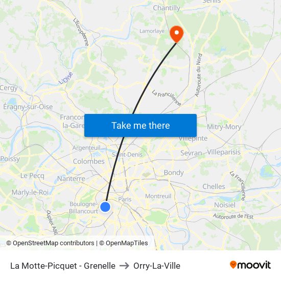 La Motte-Picquet - Grenelle to Orry-La-Ville map