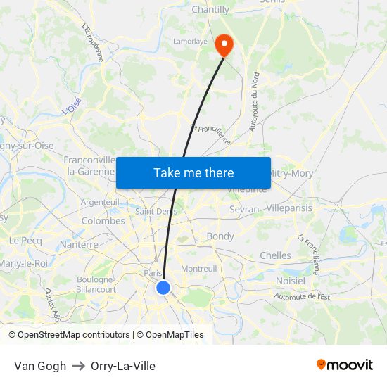 Van Gogh to Orry-La-Ville map