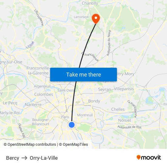 Bercy to Orry-La-Ville map
