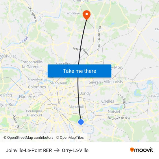 Joinville-Le-Pont RER to Orry-La-Ville map
