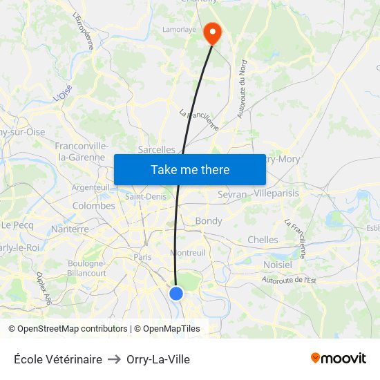 École Vétérinaire to Orry-La-Ville map