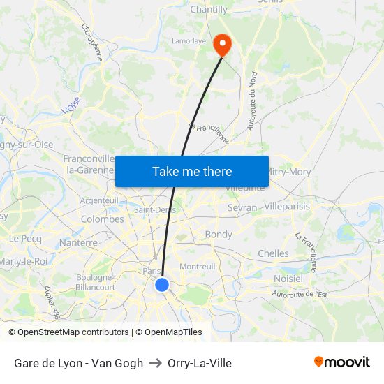Gare de Lyon - Van Gogh to Orry-La-Ville map