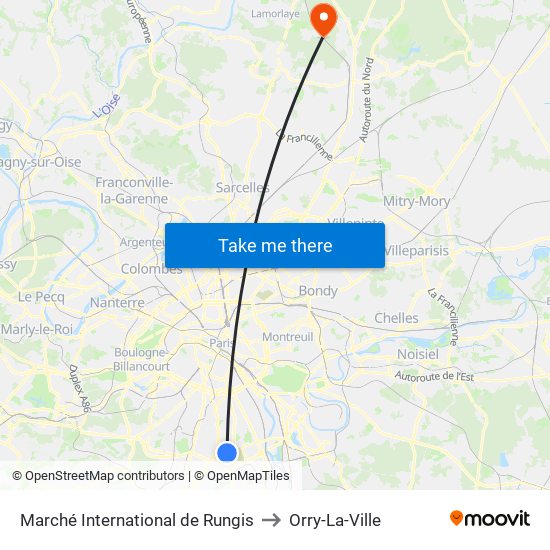 Marché International de Rungis to Orry-La-Ville map