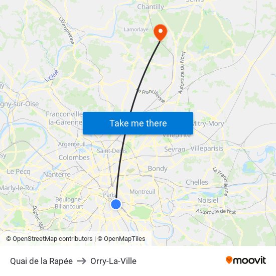 Quai de la Rapée to Orry-La-Ville map