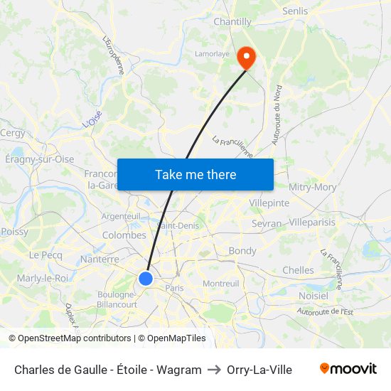 Charles de Gaulle - Étoile - Wagram to Orry-La-Ville map