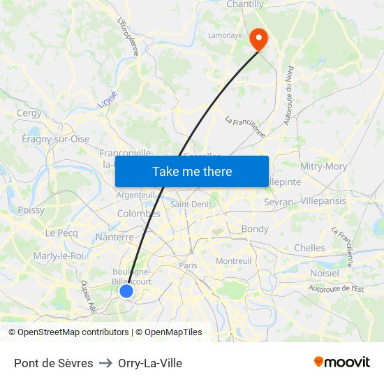 Pont de Sèvres to Orry-La-Ville map