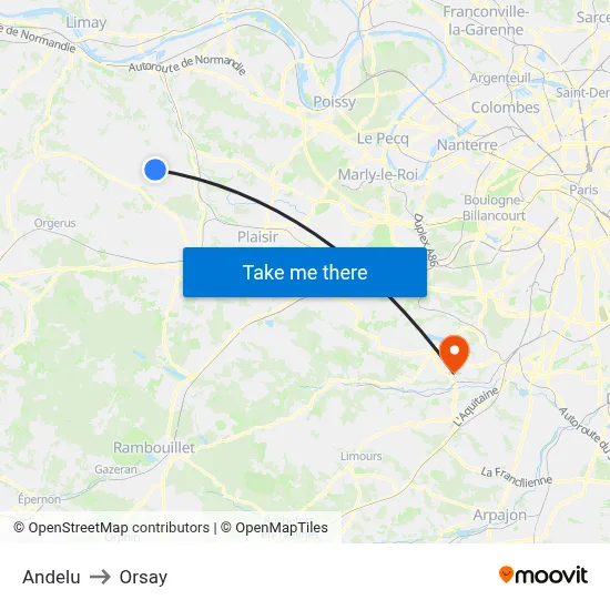 Andelu to Orsay map