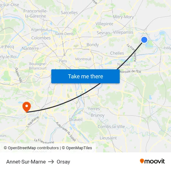 Annet-Sur-Marne to Orsay map