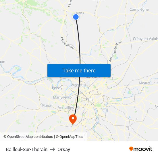 Bailleul-Sur-Therain to Orsay map