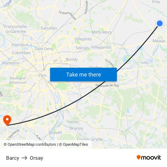 Barcy to Orsay map