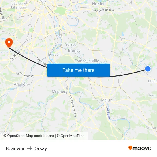 Beauvoir to Orsay map