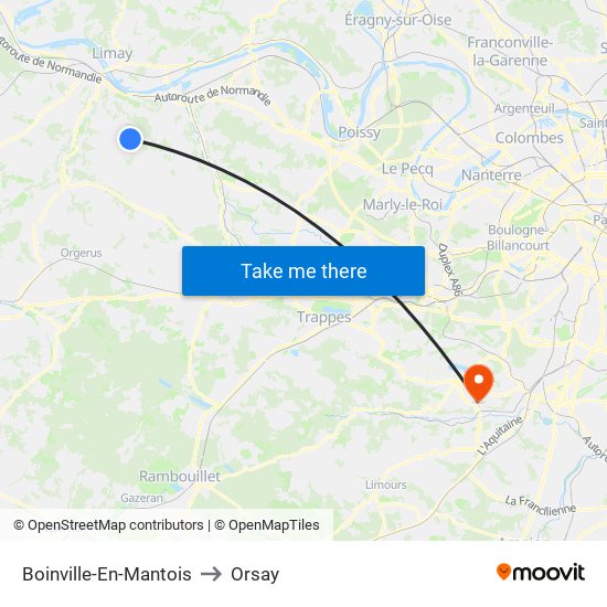 Boinville-En-Mantois to Orsay map