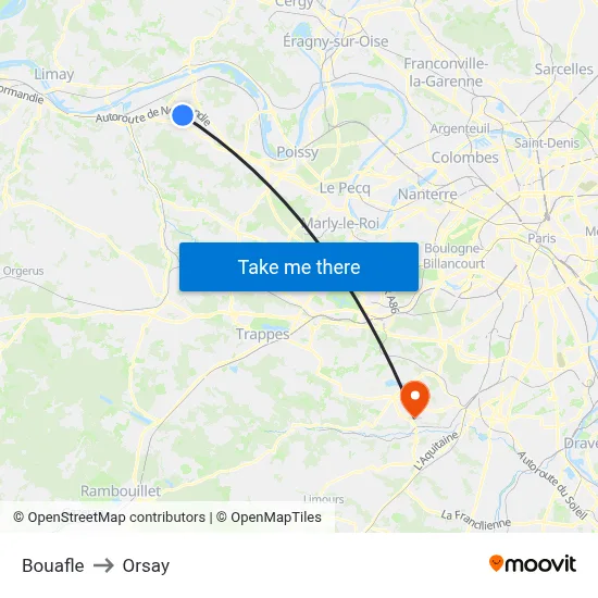 Bouafle to Orsay map