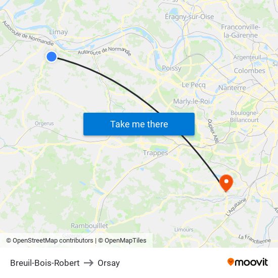 Breuil-Bois-Robert to Orsay map