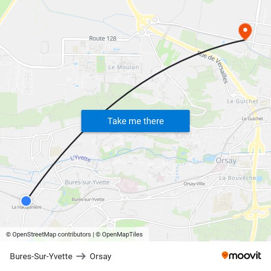 Bures-Sur-Yvette to Orsay map