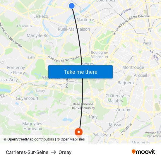 Carrieres-Sur-Seine to Orsay map