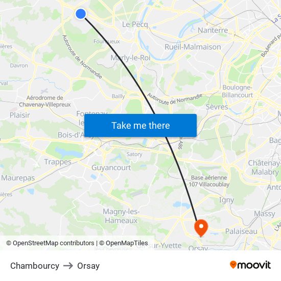 Chambourcy to Orsay map