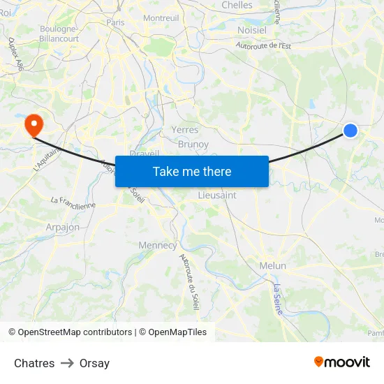 Chatres to Orsay map